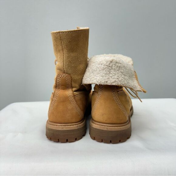 Timberland teddy lace up fold over boots leather brown women's 6 fully lined - Picture 5 of 9